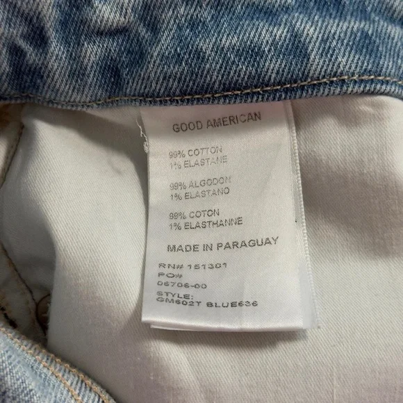 Good American Light Wash Stretch Mom Jean Size 16 High Rise Straight Leg Tapered - Picture 7 of 7